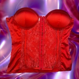 Vintage red large corset silk